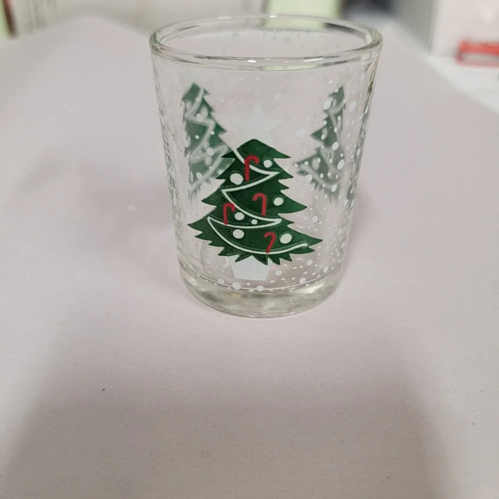 Anchor Hocking Christmas Tree Clear Glass Tea Light Candle Holder